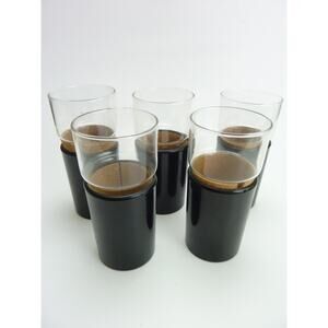 Vintage Henry & Miller KRAFTWARE Foam Insulated Glass Highball Barware Black